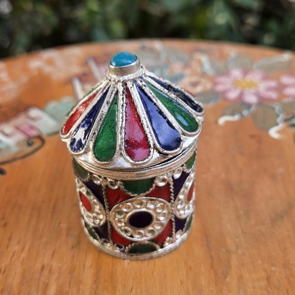Antique‎ Berber Kabyle Moroccan Enameled Pill Boxes Folk Art Filigree Silver - Picture 16 of 17